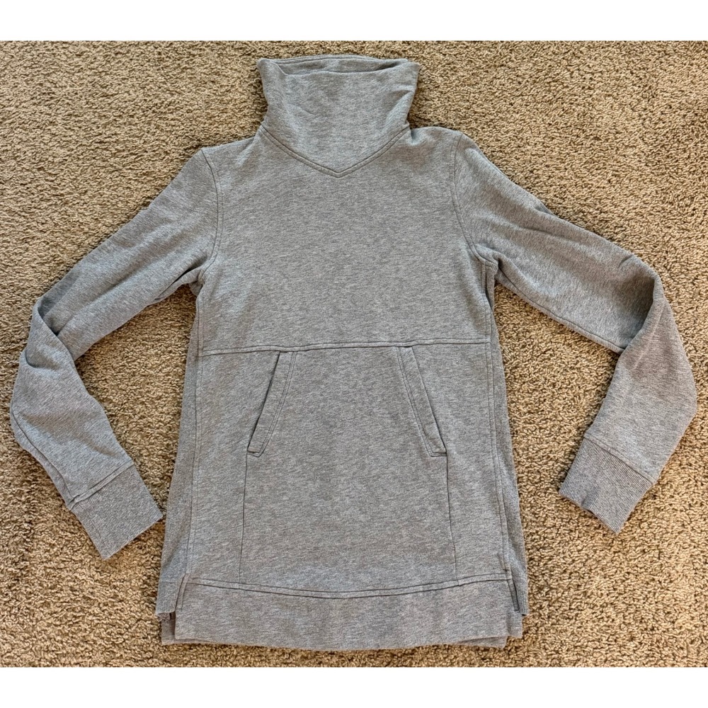 Lululemon Press Pause Pullover Sweatshirt Grey Kangaroo Pocket Size 4 LW3AVZS